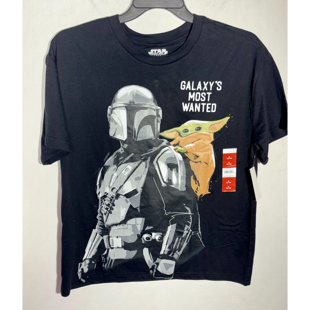 Star Wars Mandalorian Grogu Galaxy's Most Wanted T-Shirt Men's M Black NWT
